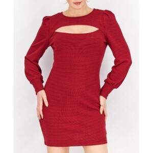 New ~ BB DAKOTA BY STEVE MADDEN ~ Cut Out Ribbed Long Sleeves Dress XS Fall